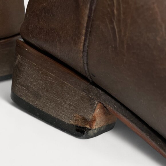 Cold River Brown Leather Embroidered Western Cowboy Boots Men's 9 D - Picture 10 of 16